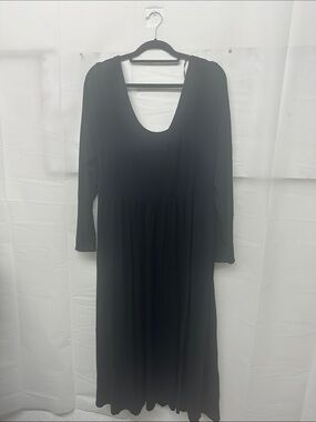 a new day Black Long Sleeve Midi Scoop-Neck Dress